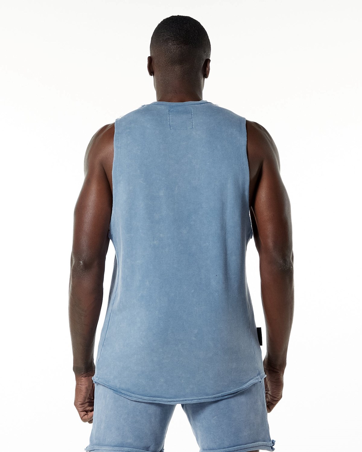 Alphalete Mid-Weight Washed Terry Cutoff Bleu Homme | IYX-06140748