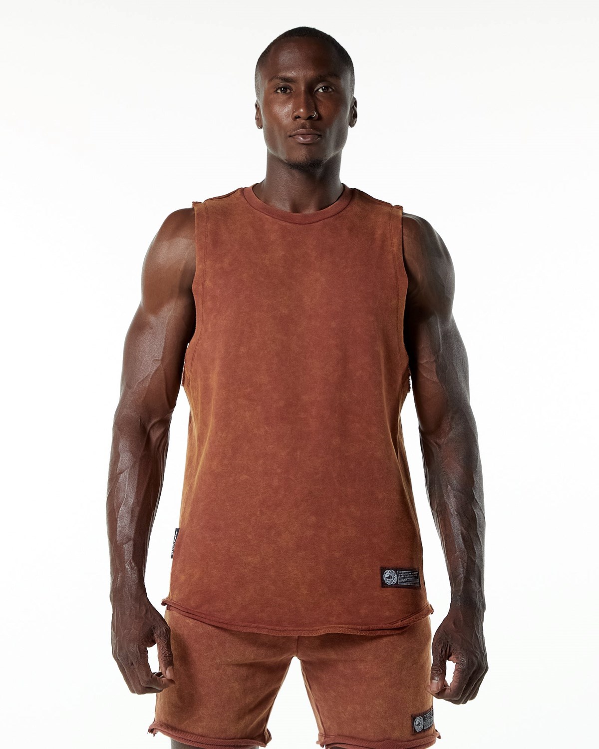 Alphalete Mid-Weight Washed Terry Cutoff Bloodstone Homme | YPO-22517743