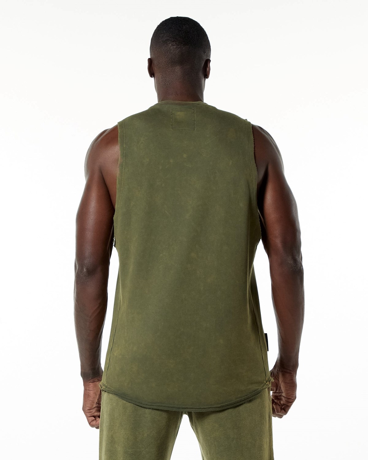 Alphalete Mid-Weight Washed Terry Cutoff Vert Homme | YMH-44263935