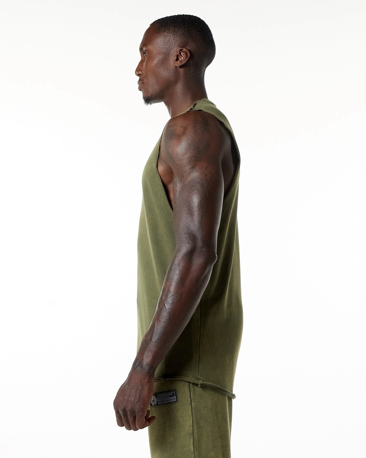 Alphalete Mid-Weight Washed Terry Cutoff Vert Homme | YMH-44263935