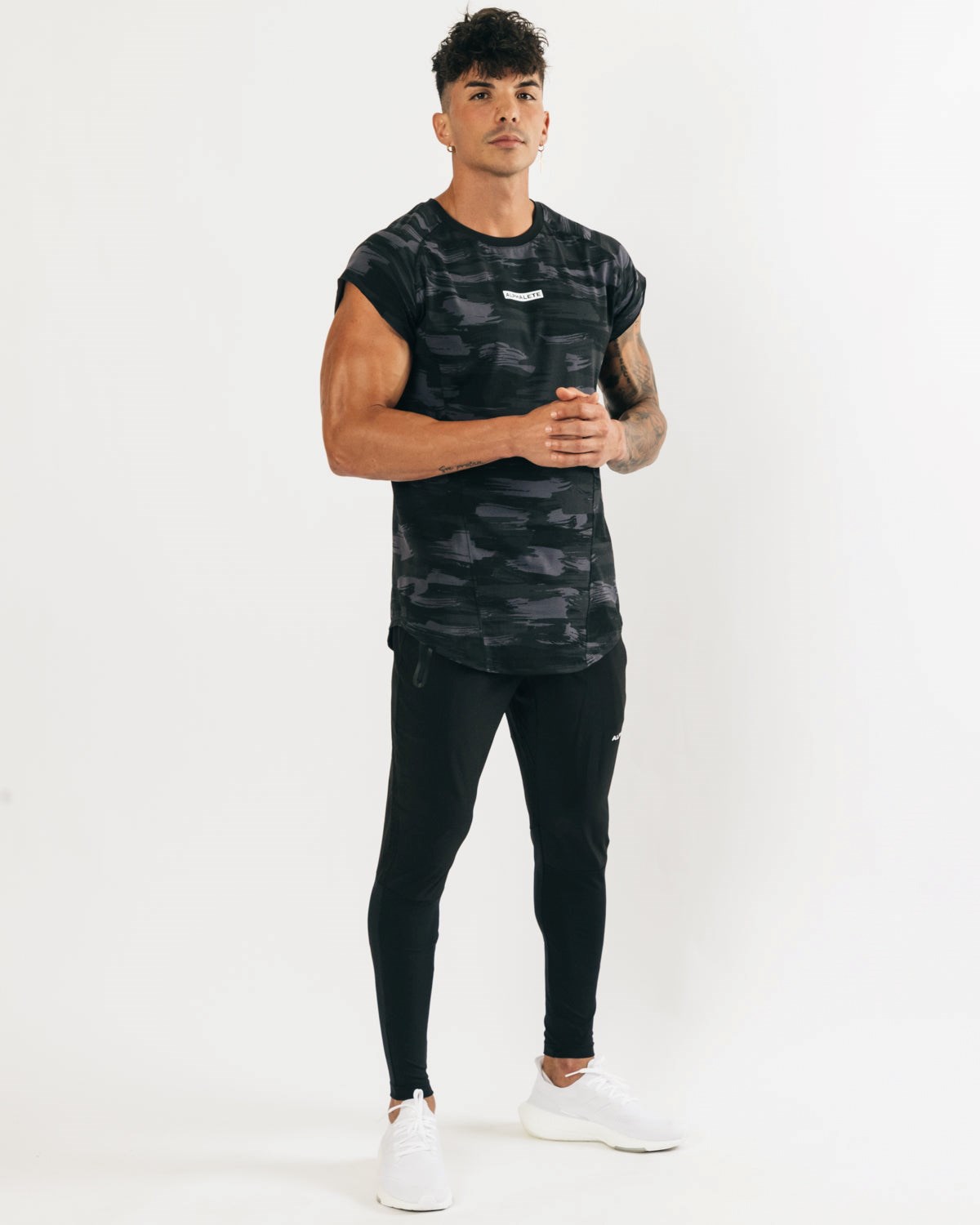 Alphalete High Performance Sans Manches Tee Noir Camouflage Homme | NMI-77171129