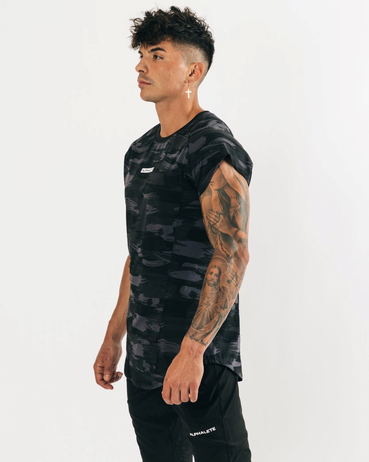 Alphalete High Performance Sans Manches Tee Noir Camouflage Homme | NMI-77171129