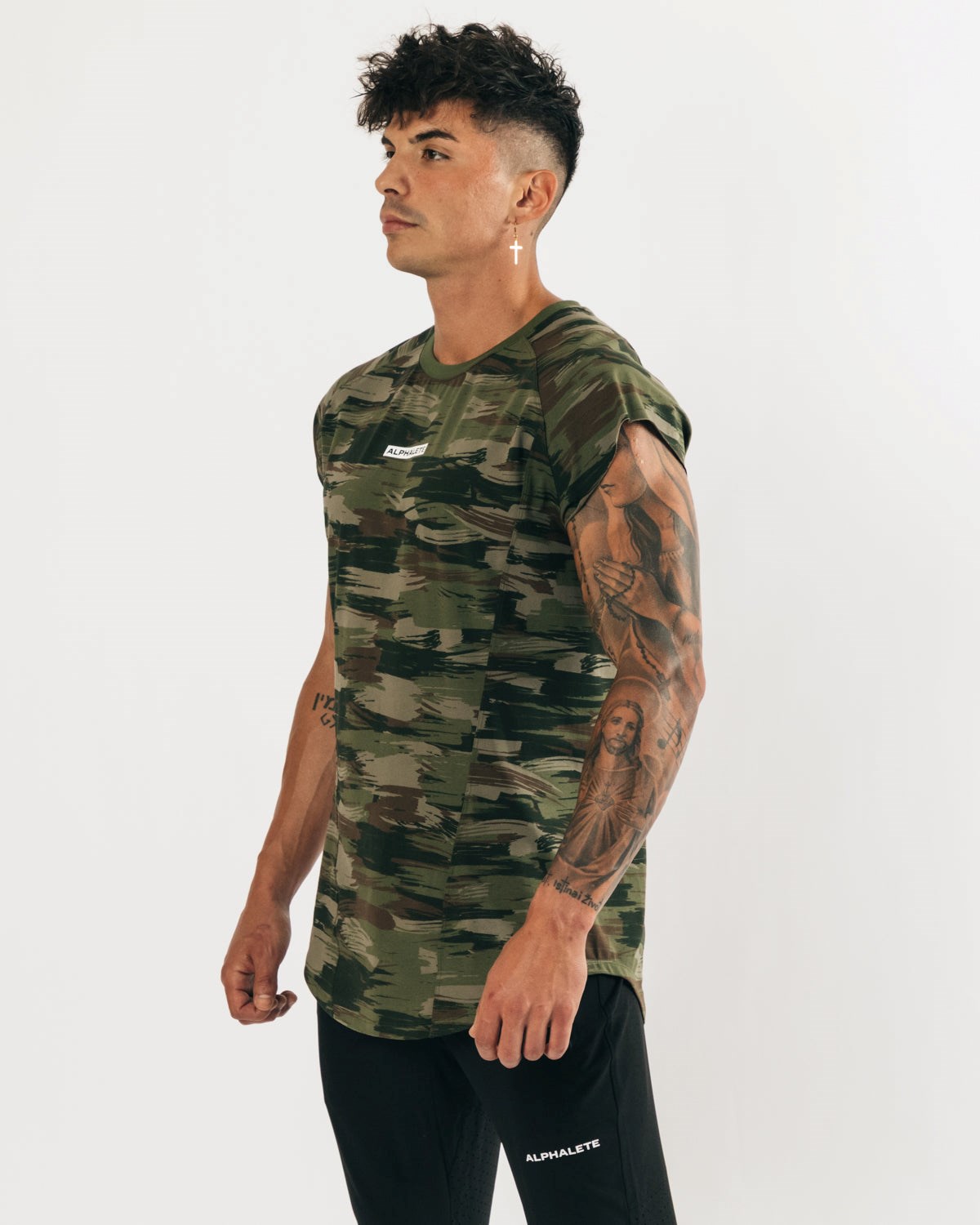 Alphalete High Performance Sans Manches Tee Vert Olive Camouflage Homme | PUU-91173500