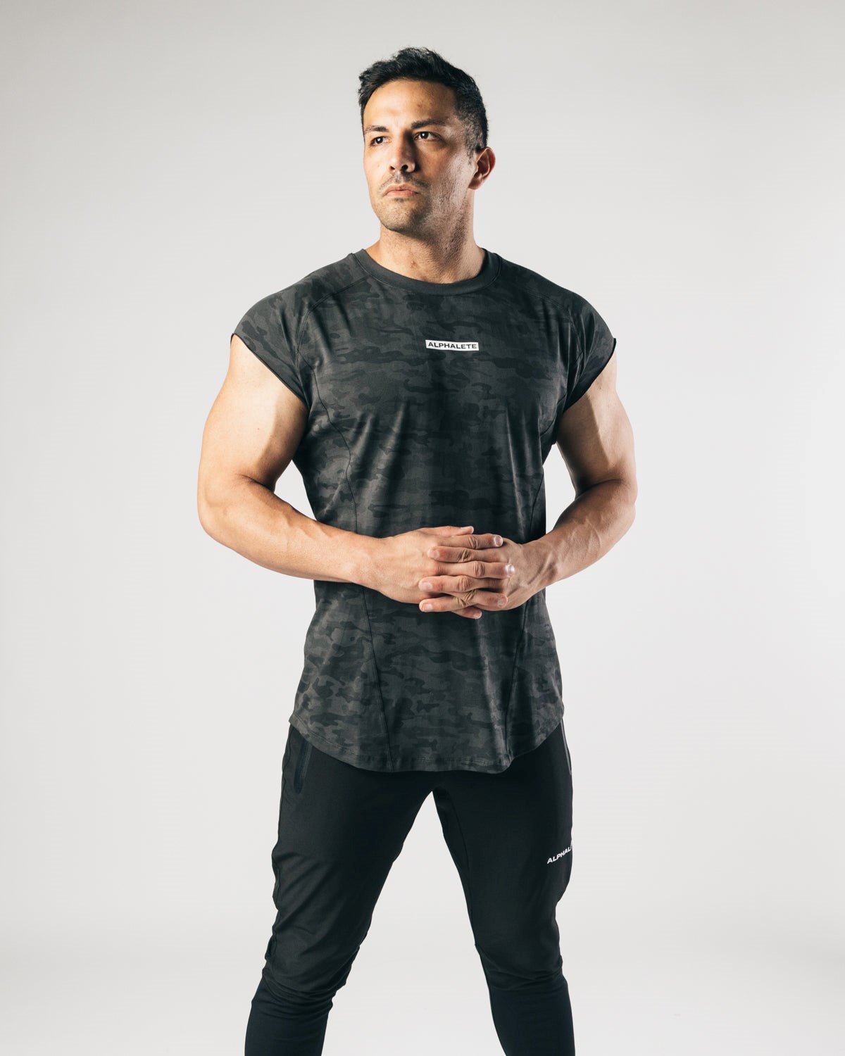 Alphalete High Performance Sans Manches Tee Noir Camouflage Homme | XPR-86441940