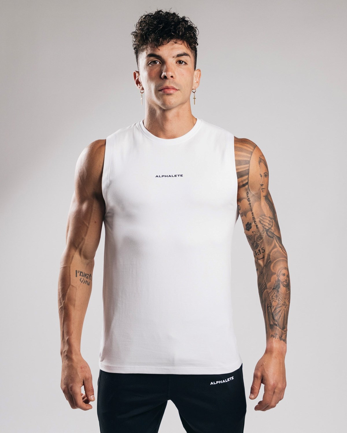 Alphalete Fitted Performance Tank Blanche Homme | EXT-54542633