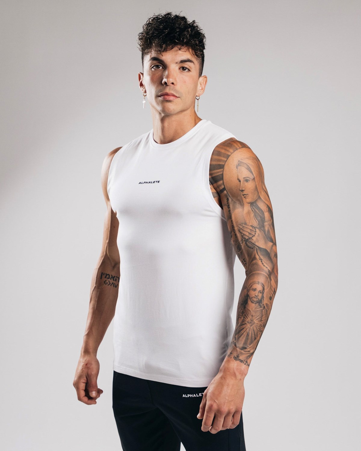 Alphalete Fitted Performance Tank Blanche Homme | EXT-54542633