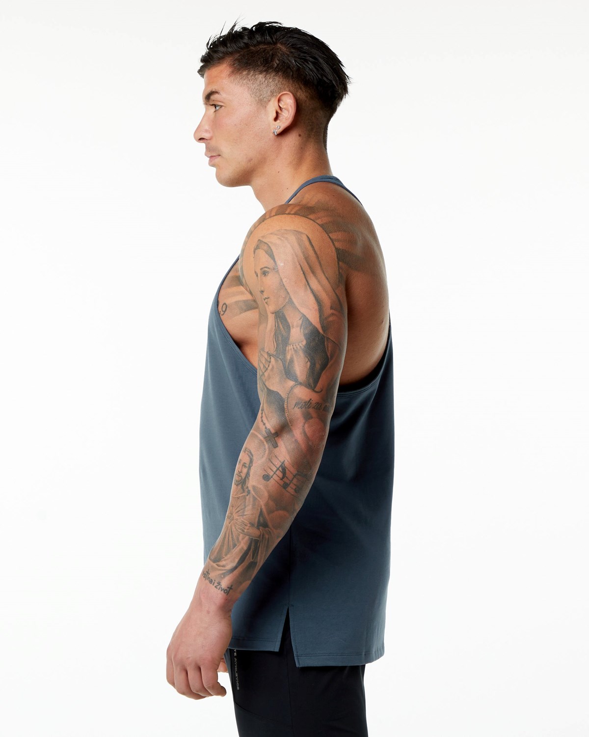 Alphalete Stepped Hem Stringer Bleu Homme | ZYA-76975282