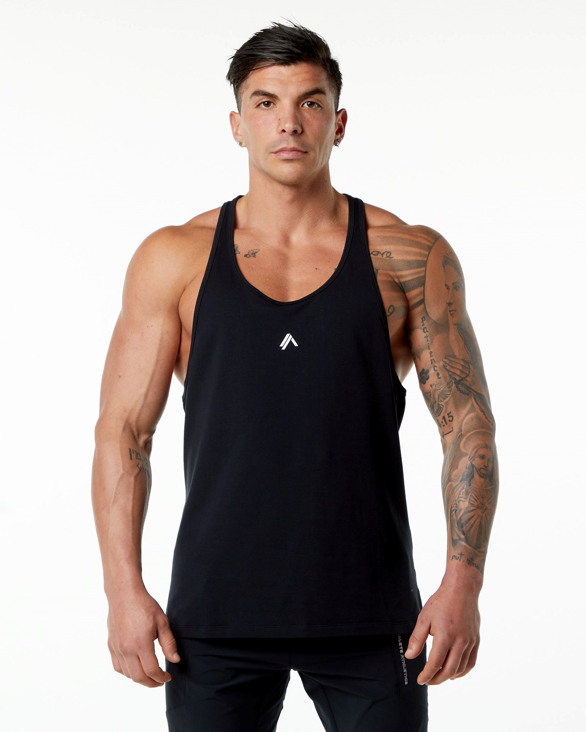 Alphalete Stepped Hem Stringer Noir Homme | TCC-02078294