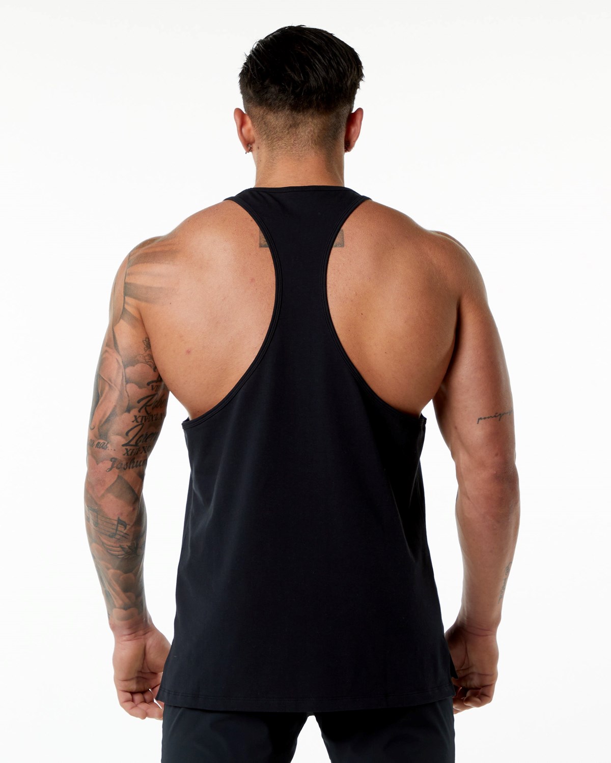 Alphalete Stepped Hem Stringer Noir Homme | TCC-02078294