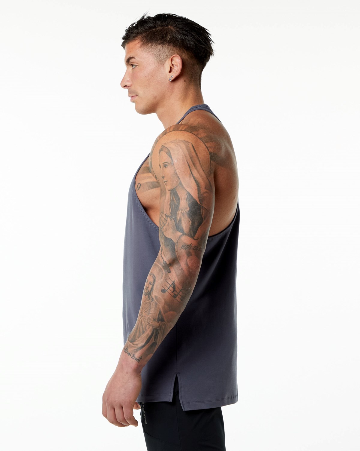 Alphalete Stepped Hem Stringer Violette Homme | PSL-22368531