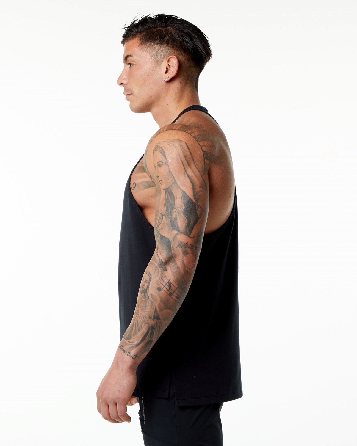 Alphalete Stepped Hem Stringer Noir Homme | TCC-02078294