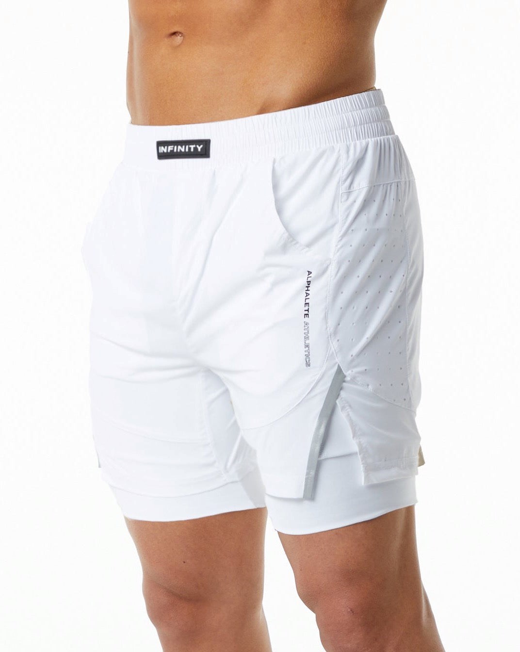 Alphalete Compression Doublée Woven Course Corta Blanche Homme | CNJ-46943450