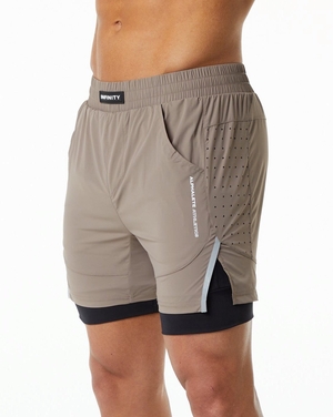 Alphalete Compression Doublée Woven Course Corta Mocha Homme | AJP-76353149