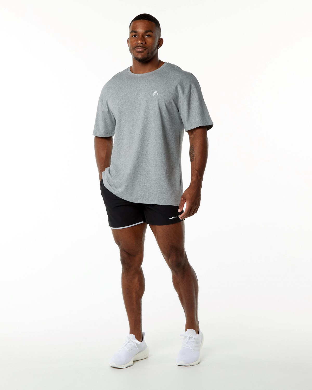 Alphalete Drop Shoulder Tee Grise Homme | TOT-98558456