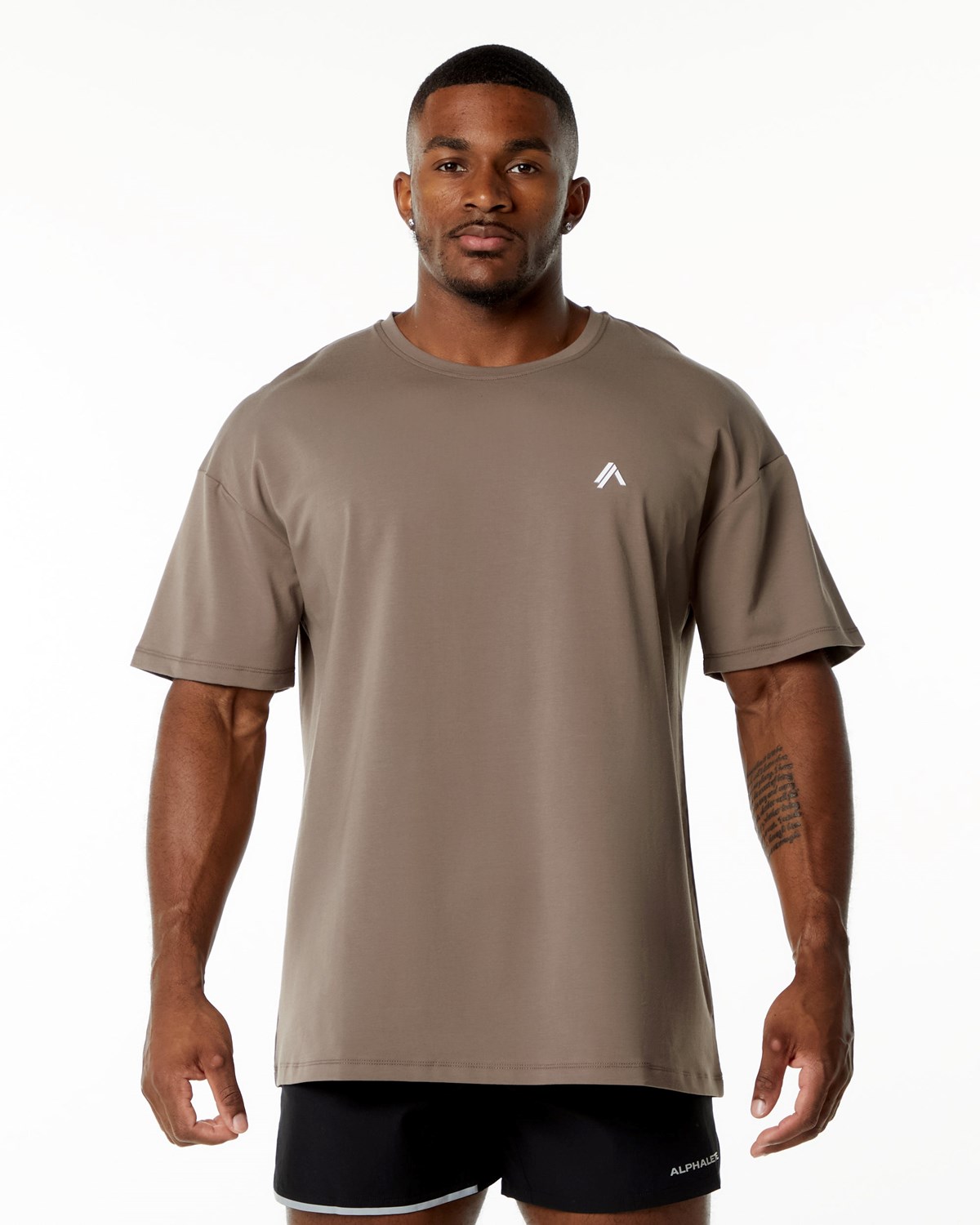 Alphalete Drop Shoulder Tee Mocha Homme | JEH-57357942