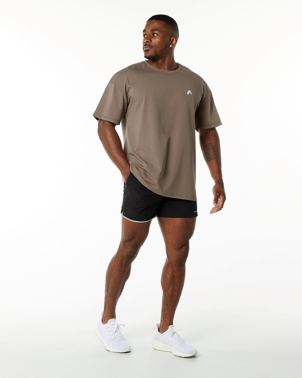 Alphalete Drop Shoulder Tee Mocha Homme | JEH-57357942