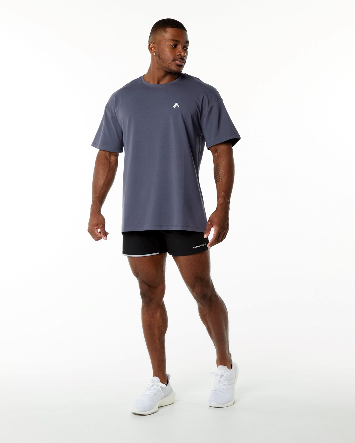 Alphalete Drop Shoulder Tee Violette Homme | ALD-05659118