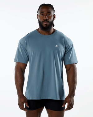 Alphalete Drop Shoulder Tee Bleu Homme | ZUB-60227887