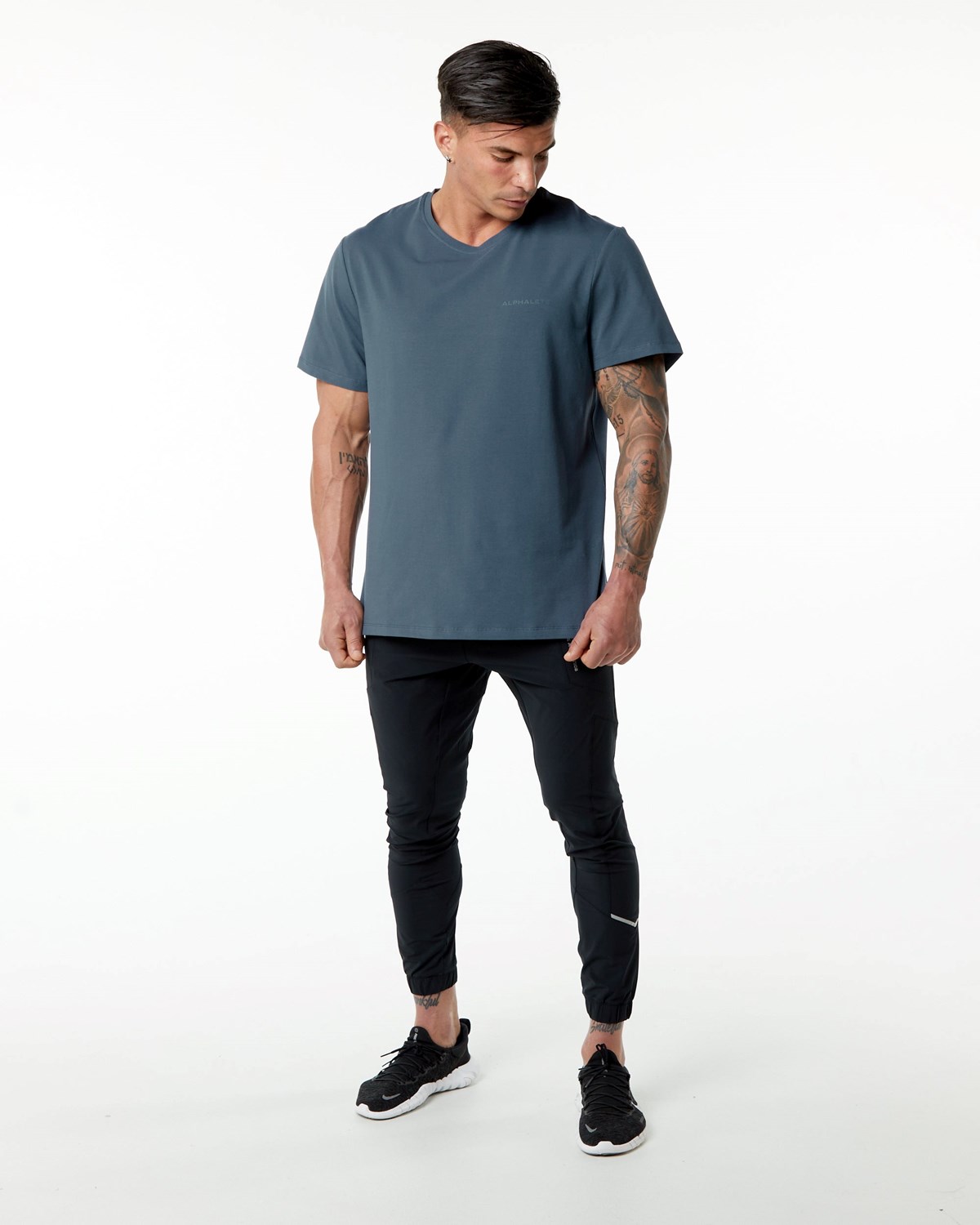 Alphalete Set-In Sleeve Tee Bleu Homme | FNV-71596495