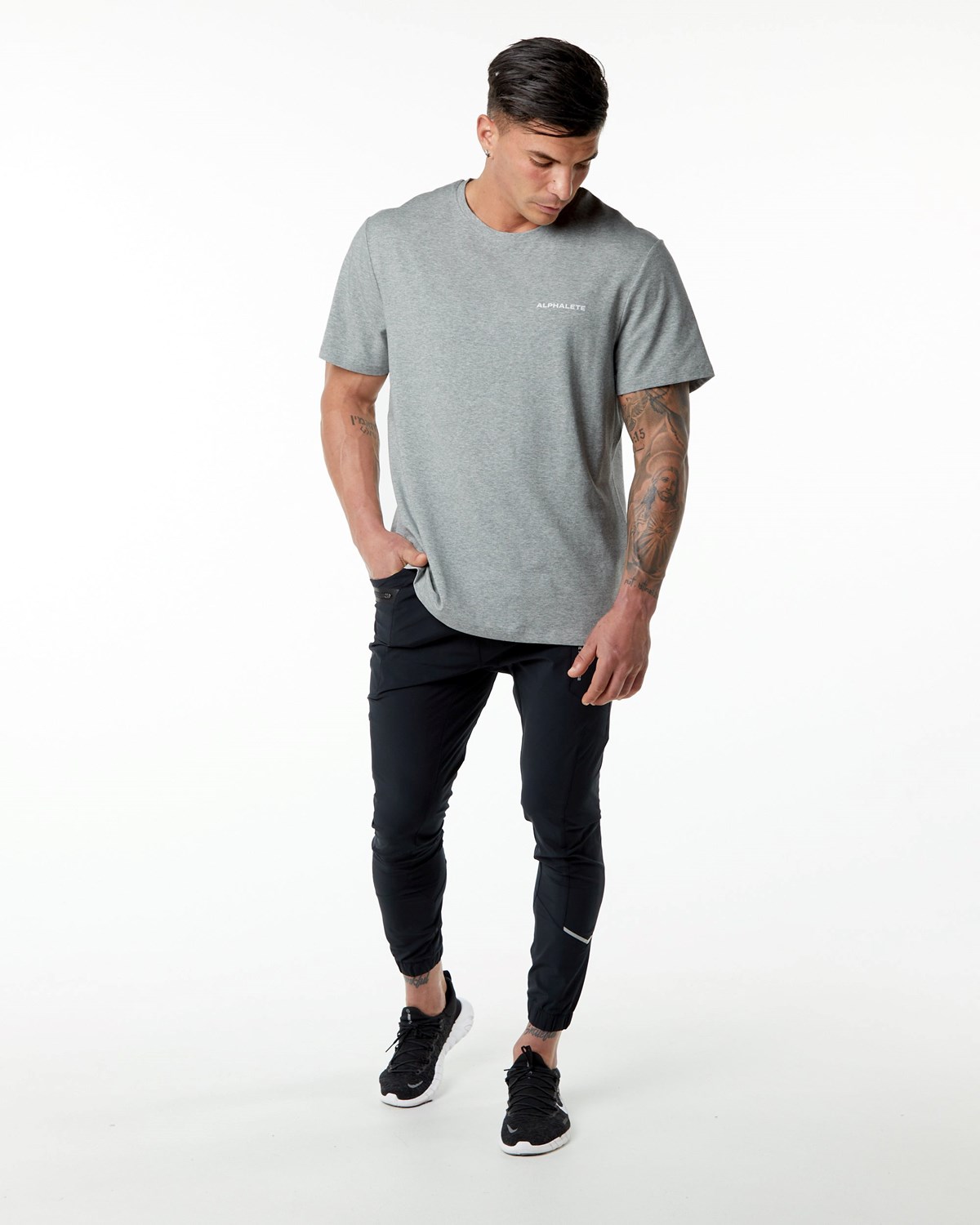 Alphalete Set-In Sleeve Tee Grise Homme | BRZ-78742577