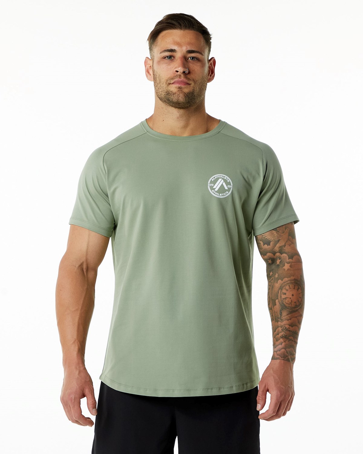 Alphalete Fitted Performance Corta Sleeve Sage Homme | RCQ-75707905