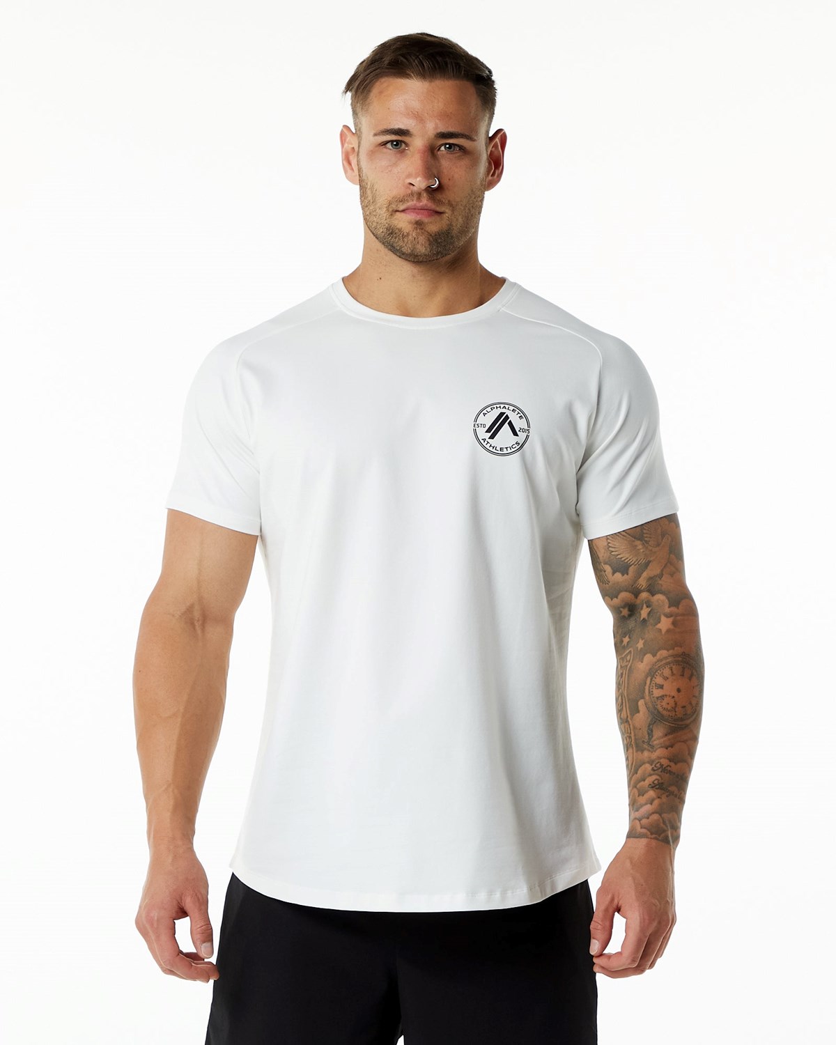 Alphalete Fitted Performance Corta Sleeve Blanche Homme | OJU-14627964