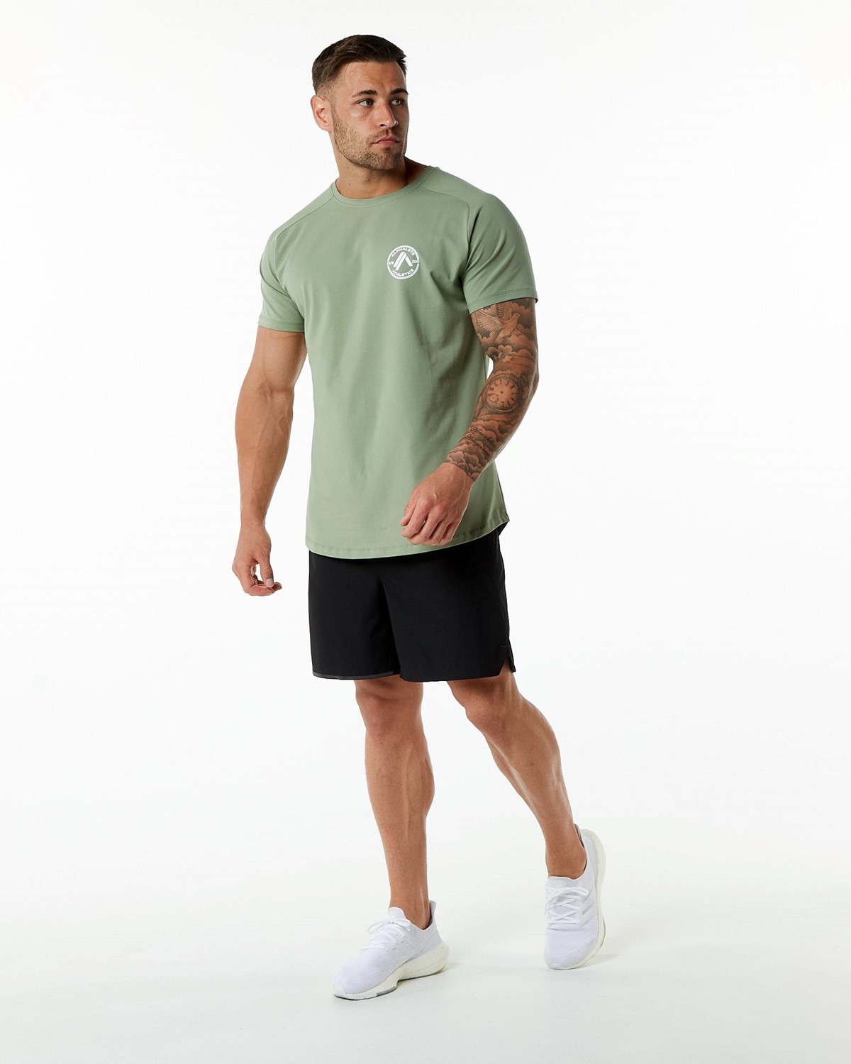 Alphalete Fitted Performance Corta Sleeve Sage Homme | RCQ-75707905