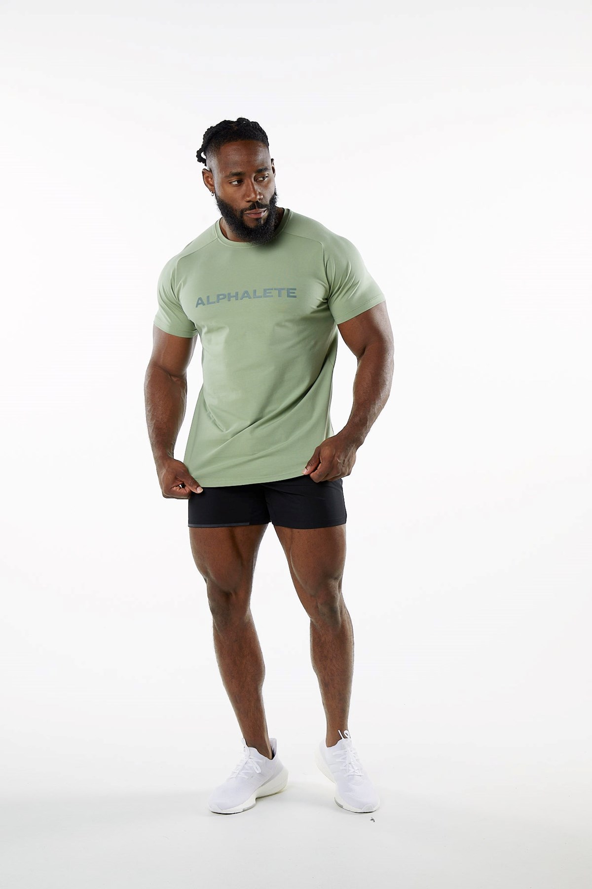 Alphalete Fitted Performance Corta Sleeve Sage Homme | IEH-21761670