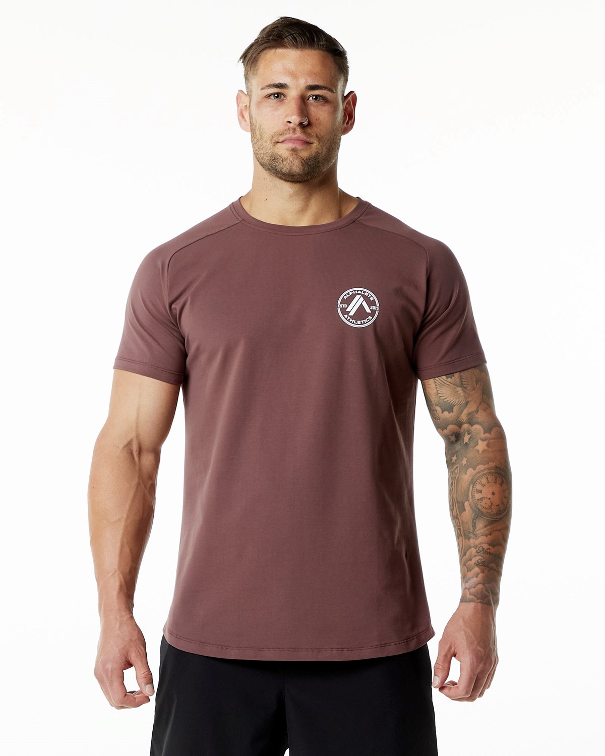 Alphalete Fitted Performance Corta Sleeve Merlot Homme | DFQ-77559425