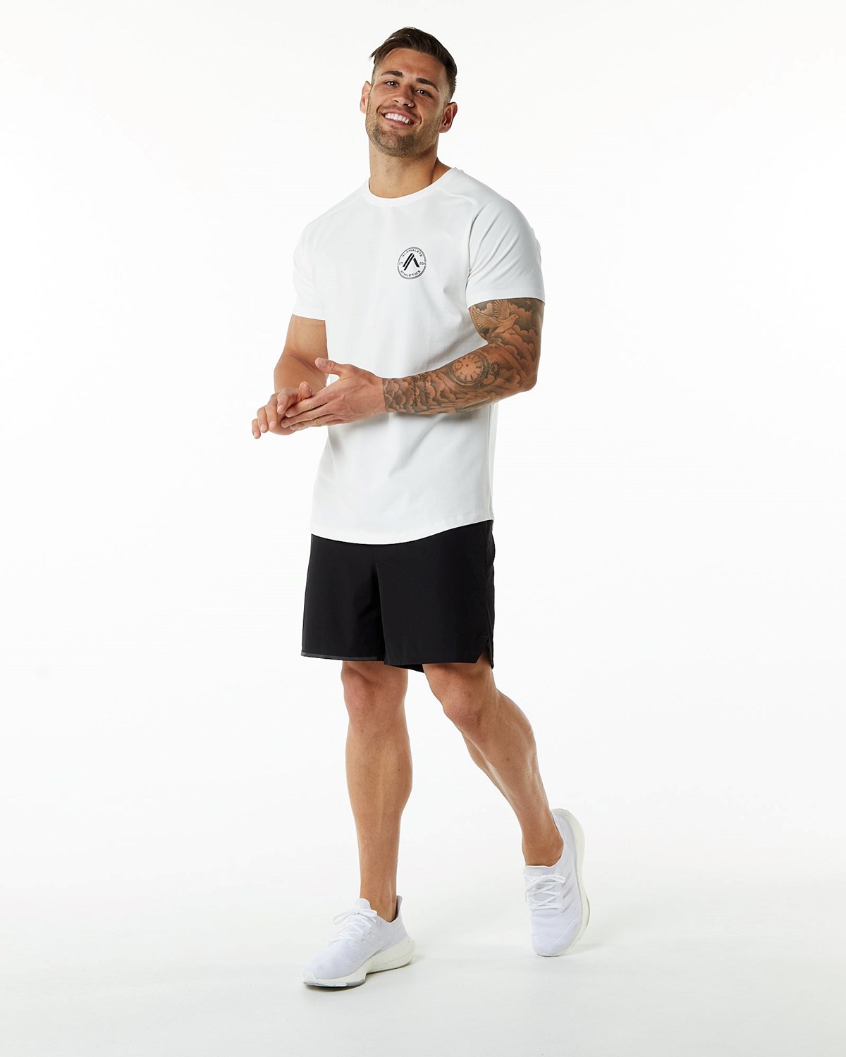 Alphalete Fitted Performance Corta Sleeve Blanche Homme | OJU-14627964