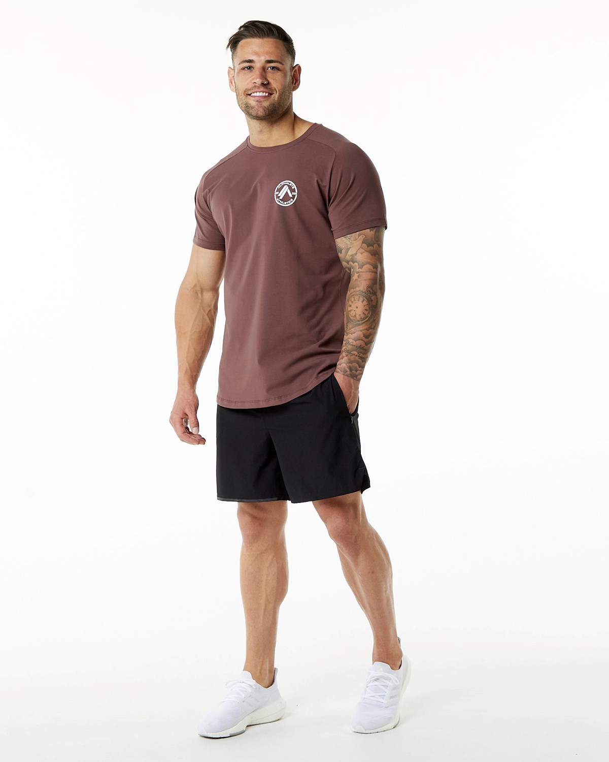 Alphalete Fitted Performance Corta Sleeve Merlot Homme | DFQ-77559425