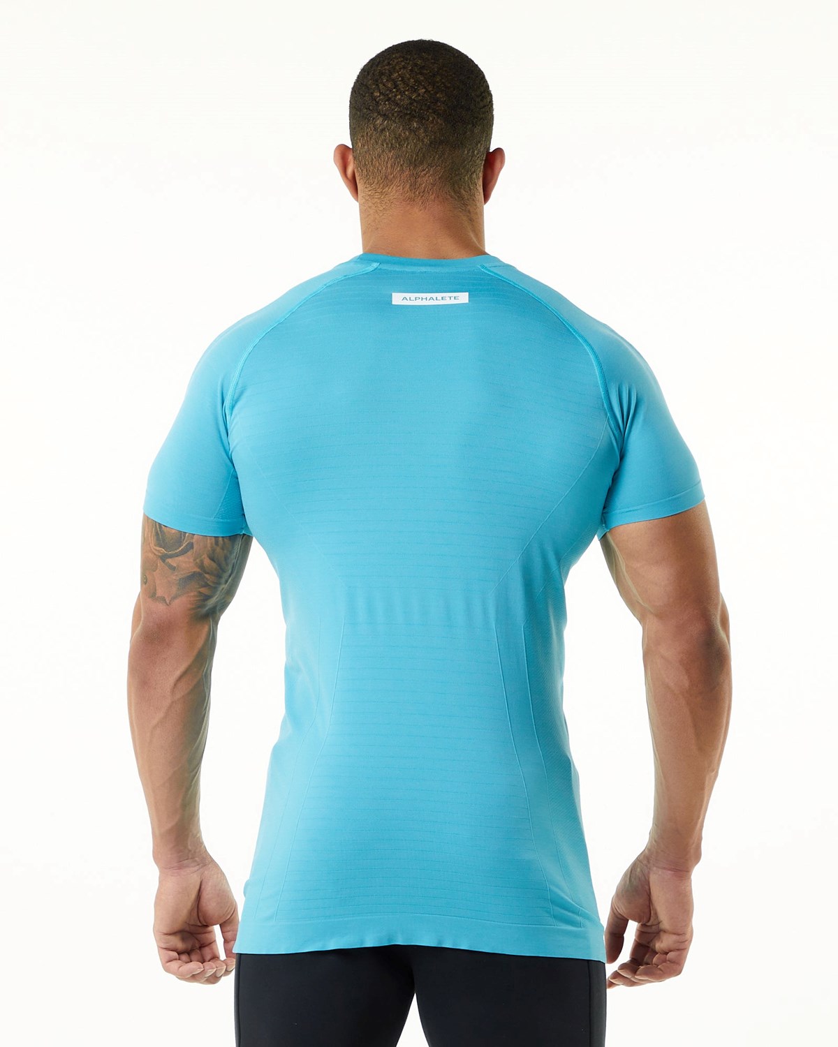 Alphalete High Performance Seamless Corta Sleeve Tee Faded Ocean Homme | HMU-97198225