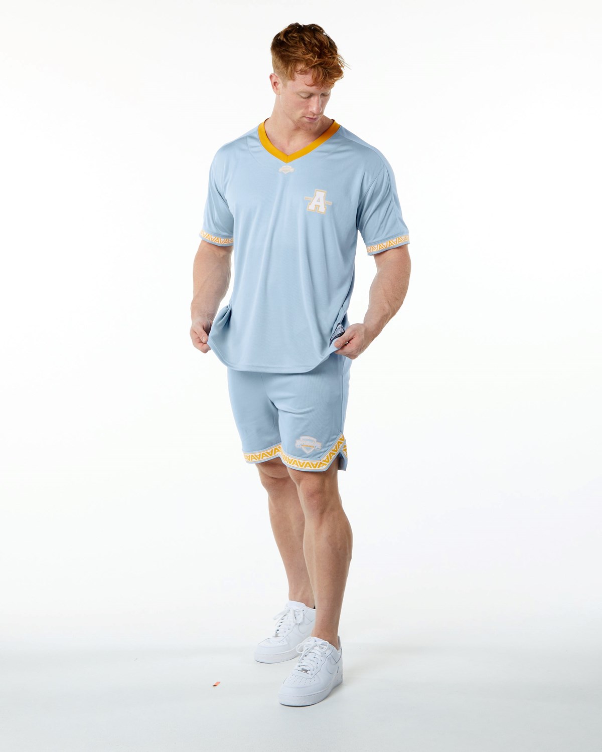 Alphalete Oversized Corta Sleeve Jersey Bleu Clair Homme | HYQ-87240920