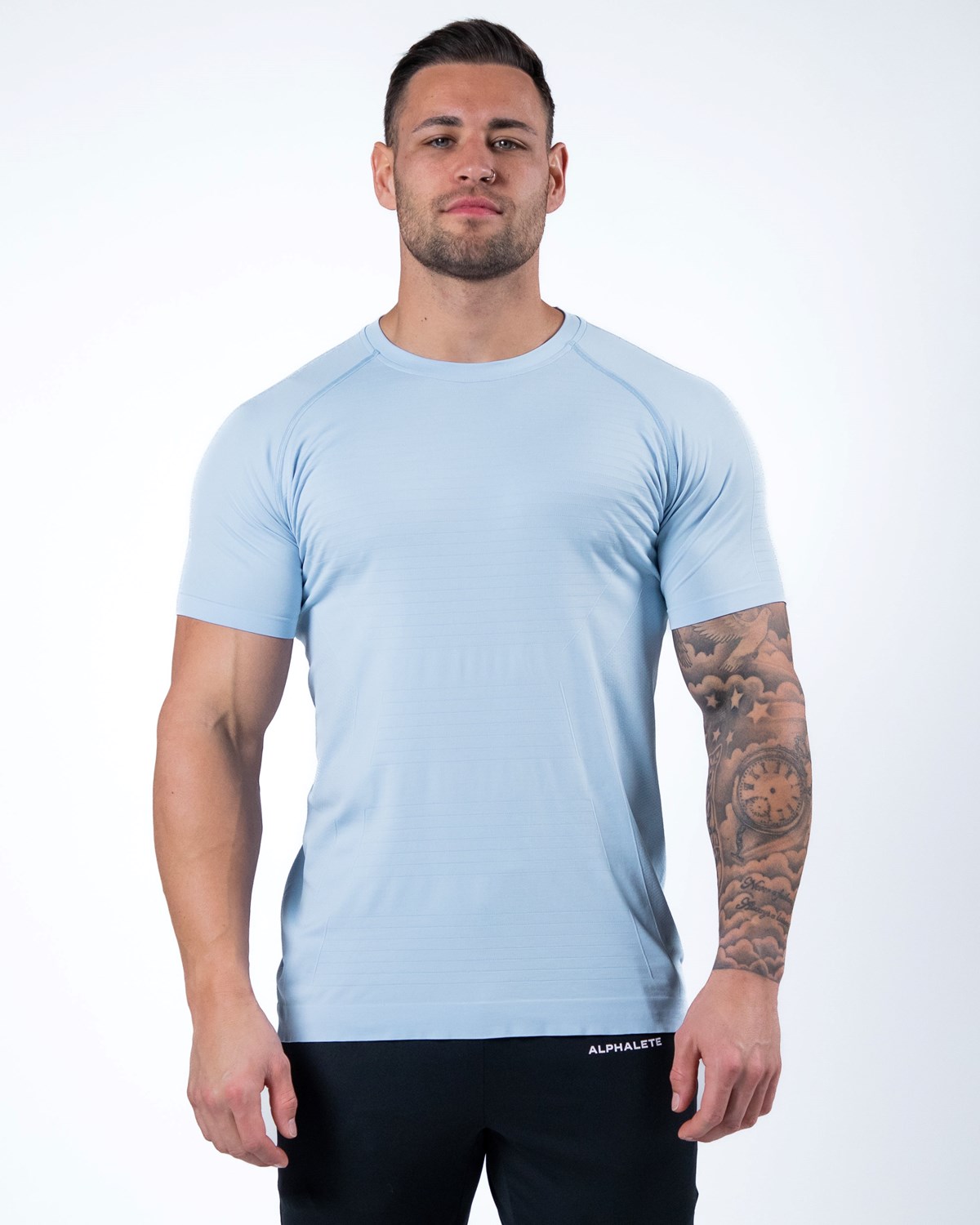 Alphalete High Performance Seamless Corta Sleeve Tee Bleu Homme | IHA-91775133