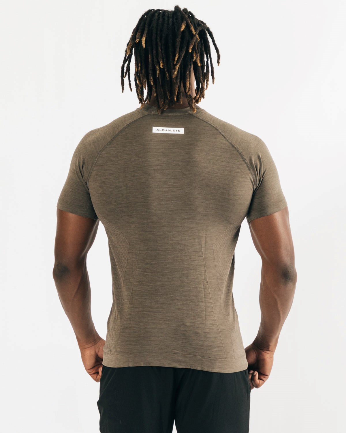 Alphalete High Performance Seamless Corta Sleeve Tee Mocha Homme | JNX-36069465