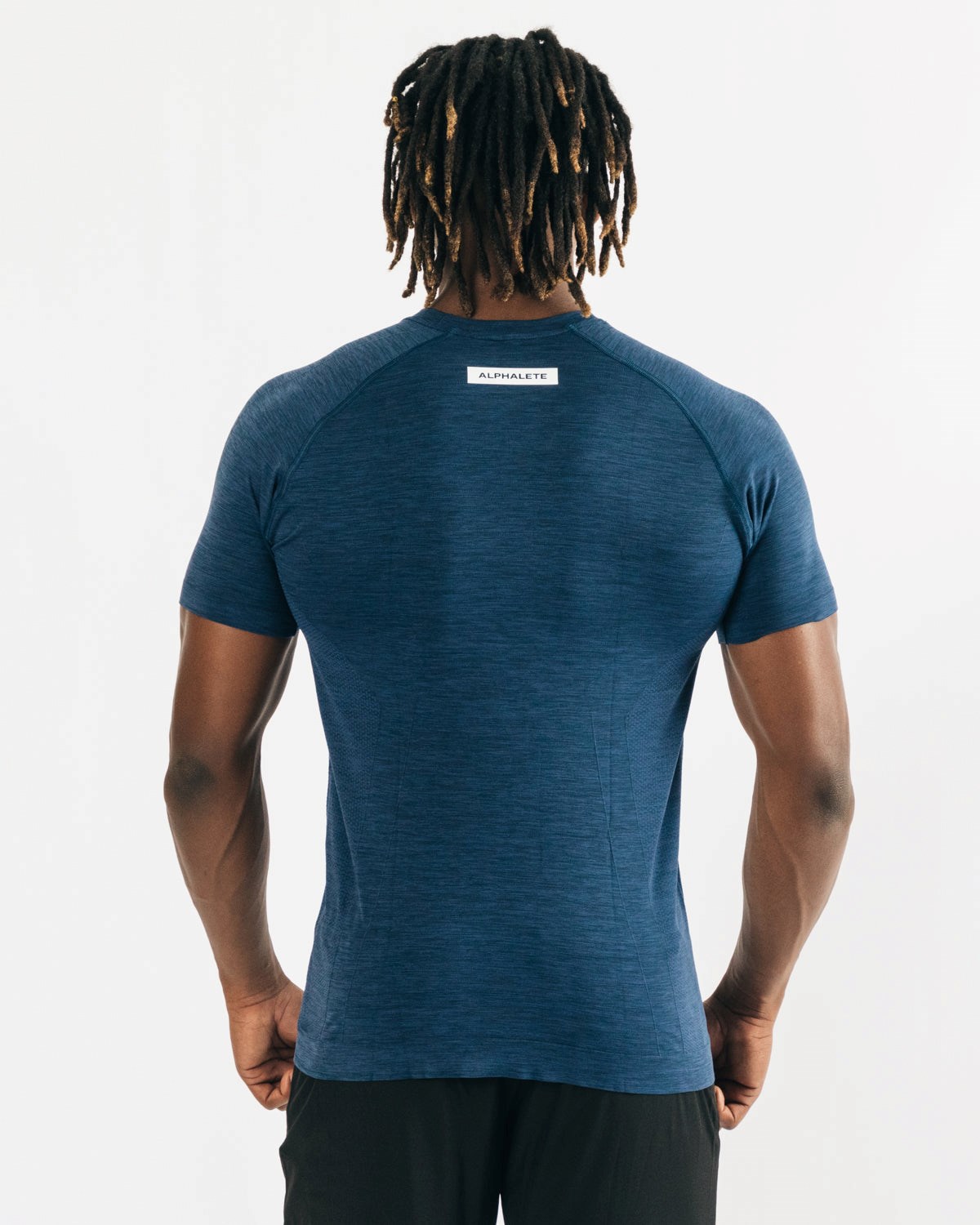 Alphalete High Performance Seamless Corta Sleeve Tee Bleu Marine Homme | BOQ-08645928