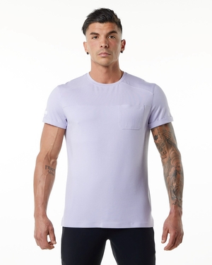 Alphalete Premium Corta Sleeve Pocket Tee Lilac Haze Homme | TOM-21804651