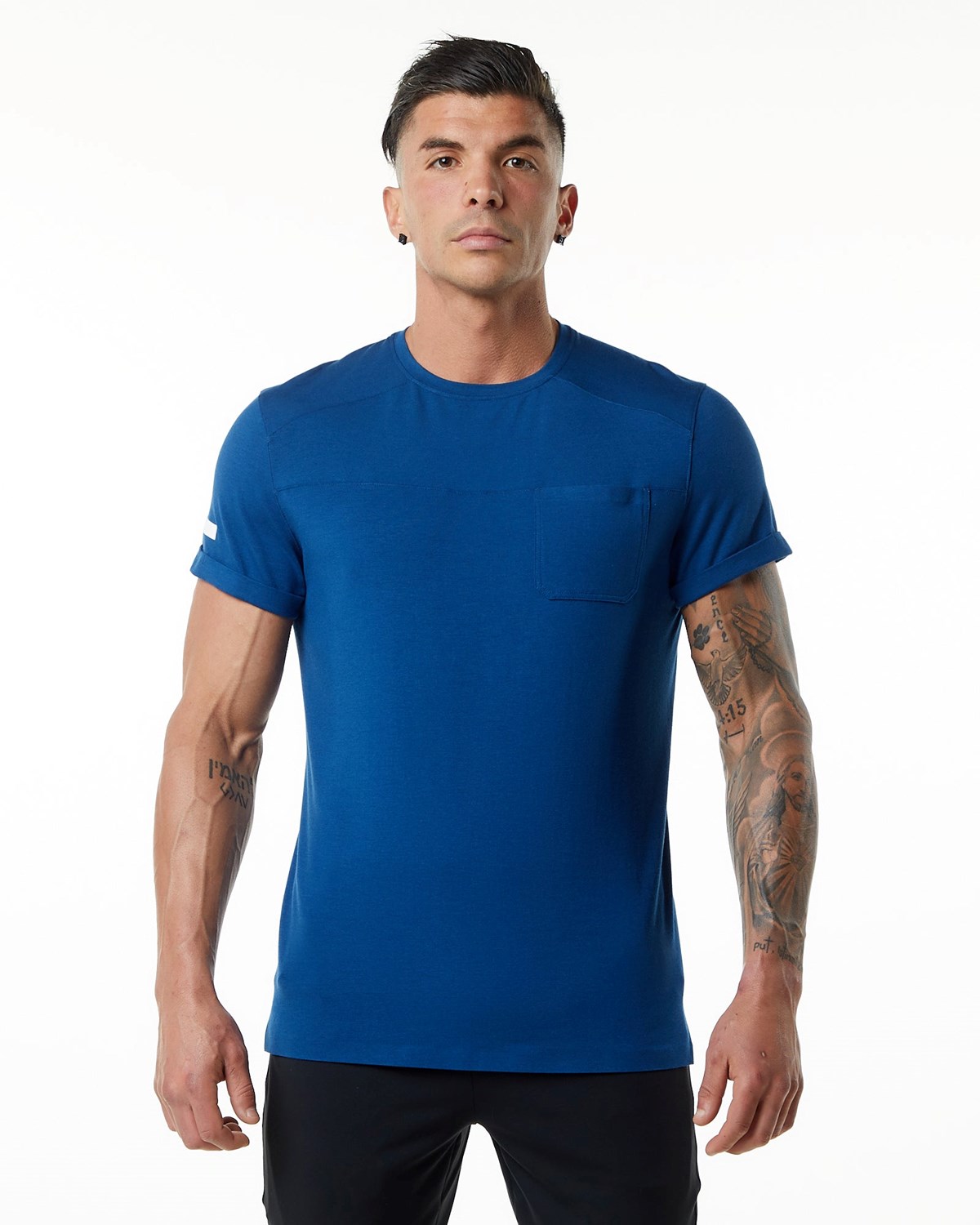 Alphalete Premium Corta Sleeve Pocket Tee Bleu Homme | TYE-39162668