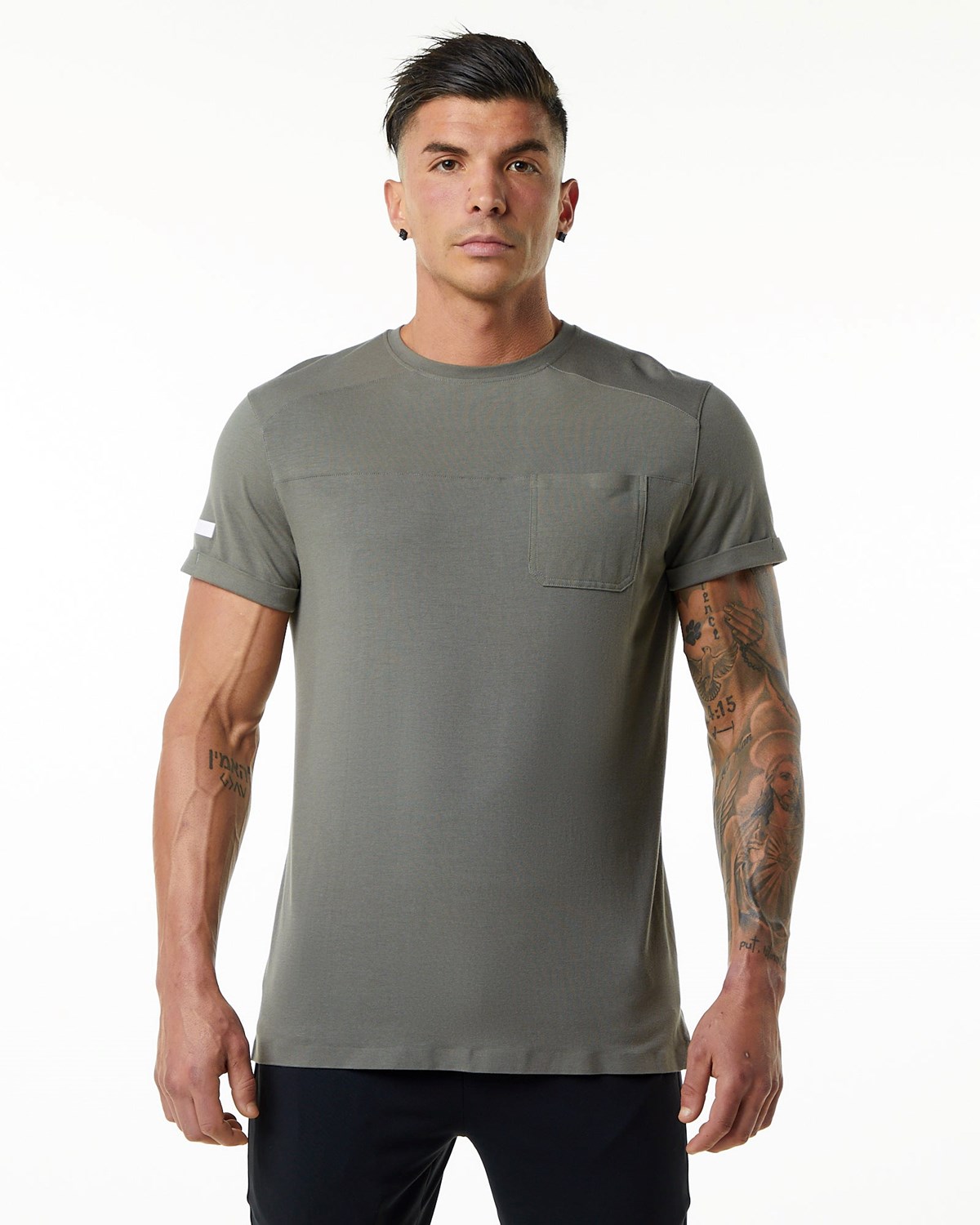 Alphalete Premium Corta Sleeve Pocket Tee Grise Homme | SRG-68414157