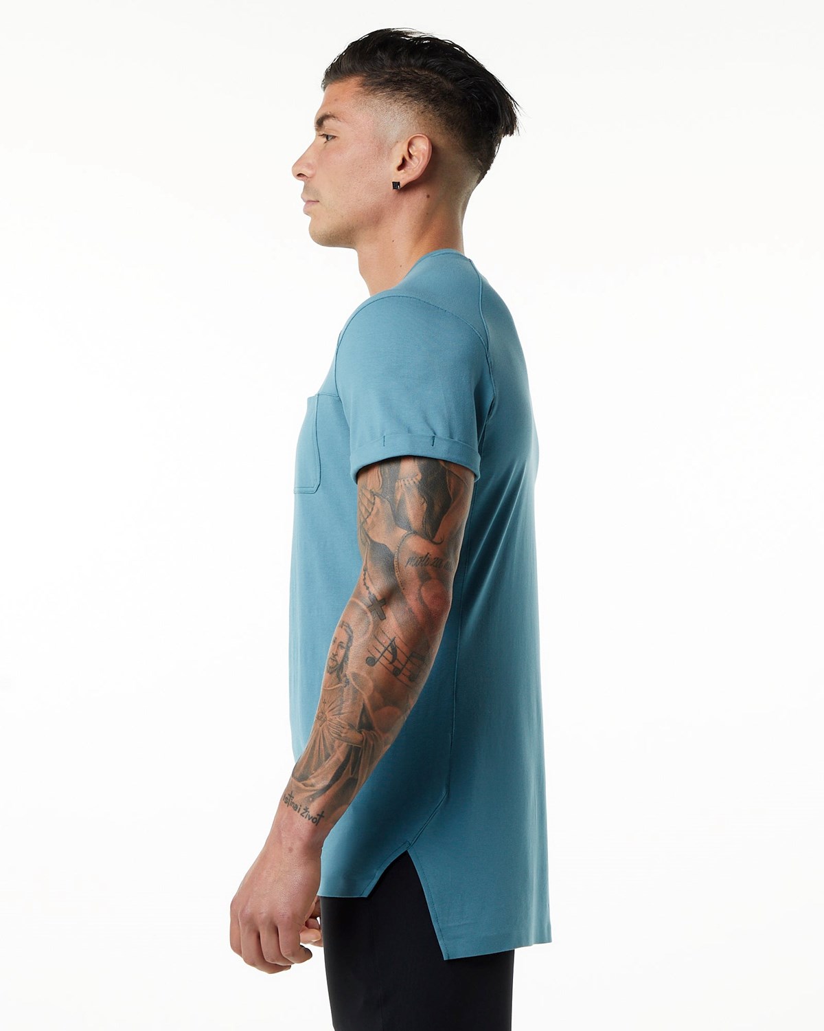 Alphalete Premium Corta Sleeve Pocket Tee Bleu Homme | XXG-26833491