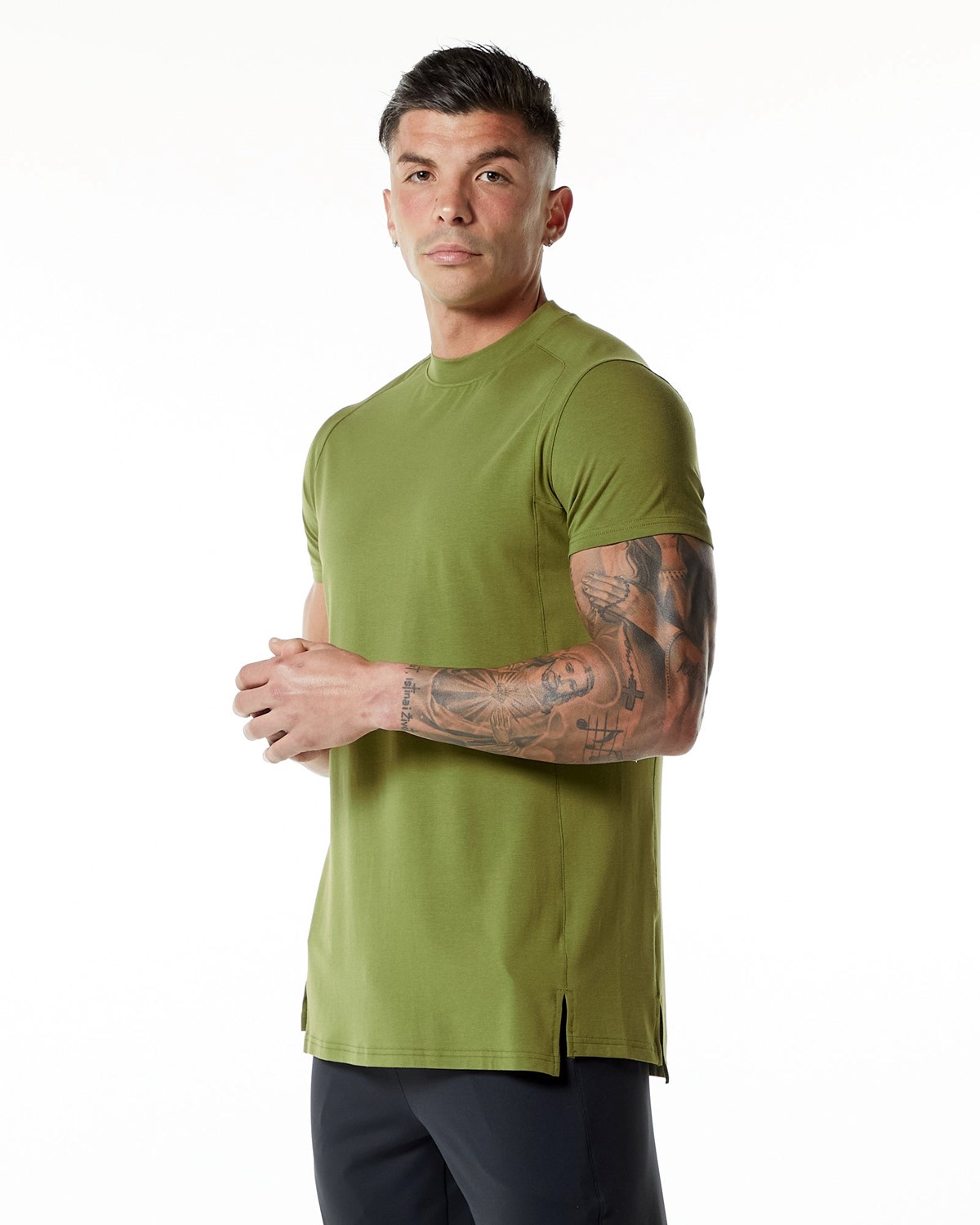 Alphalete High-Neck Premium Corta Sleeve Tee Vert Homme | YKF-66382786