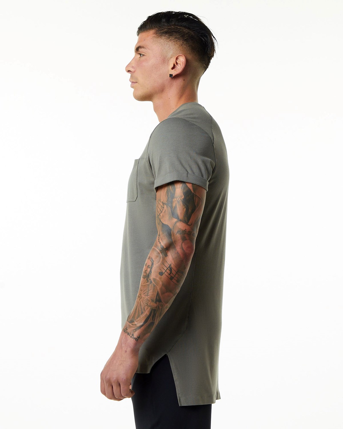 Alphalete Premium Corta Sleeve Pocket Tee Grise Homme | SRG-68414157