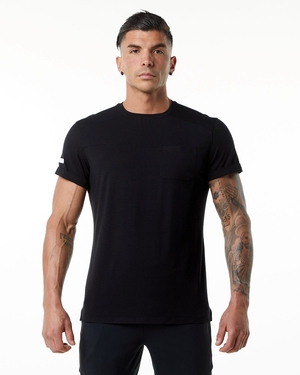 Alphalete Premium Corta Sleeve Pocket Tee Noir Homme | VYE-41093542