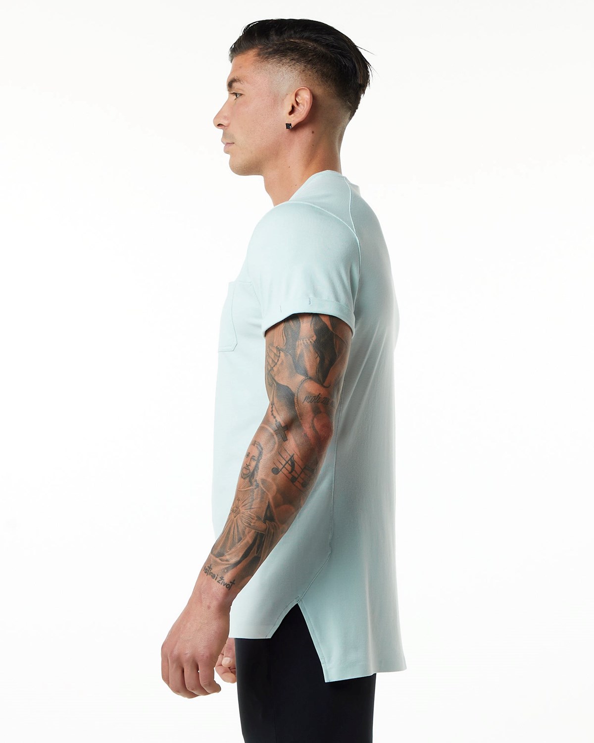 Alphalete Premium Corta Sleeve Pocket Tee Bleu Homme | AOG-98630391