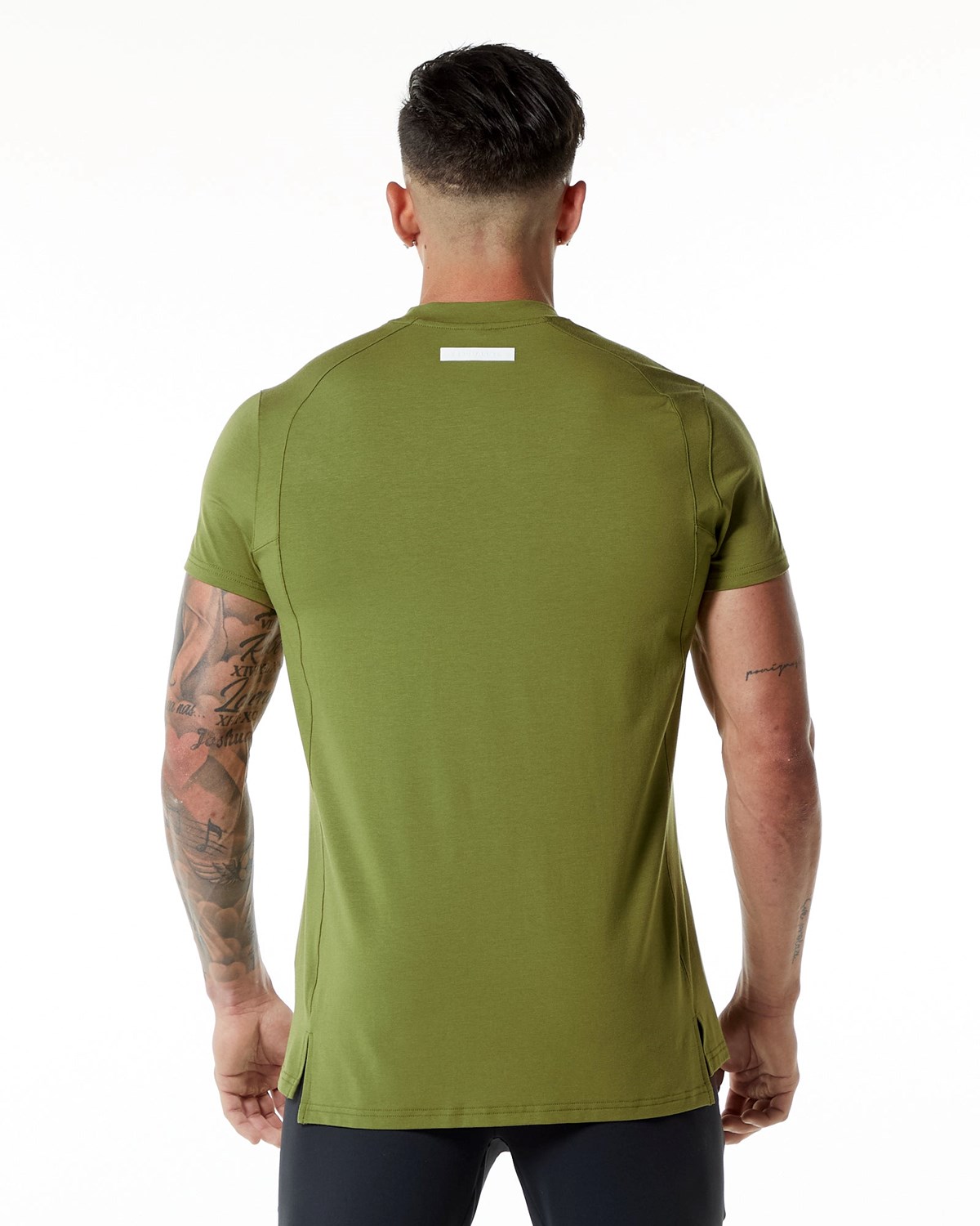 Alphalete High-Neck Premium Corta Sleeve Tee Vert Homme | YKF-66382786