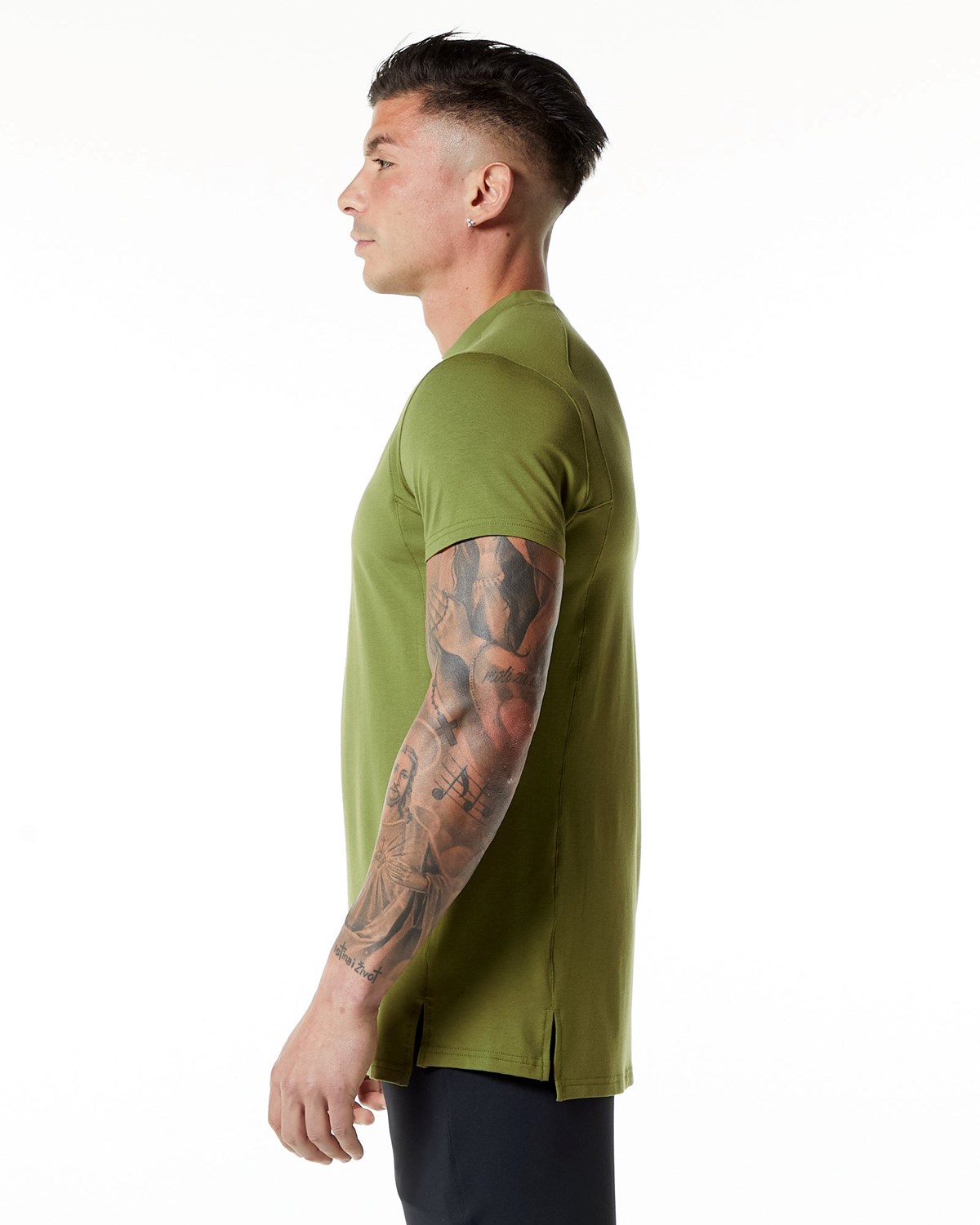 Alphalete High-Neck Premium Corta Sleeve Tee Vert Homme | YKF-66382786