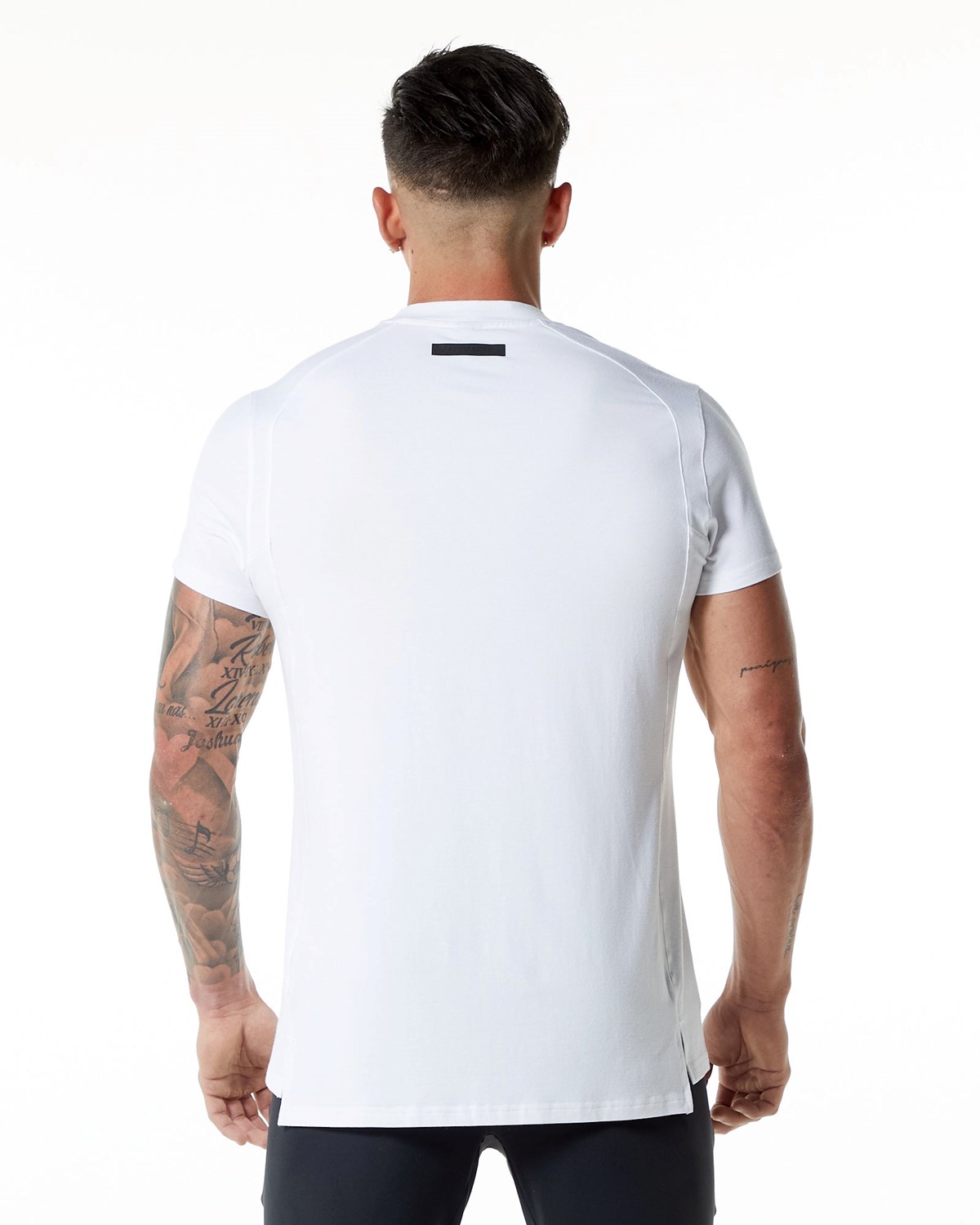 Alphalete High-Neck Premium Corta Sleeve Tee Blanche Homme | WCT-01796929