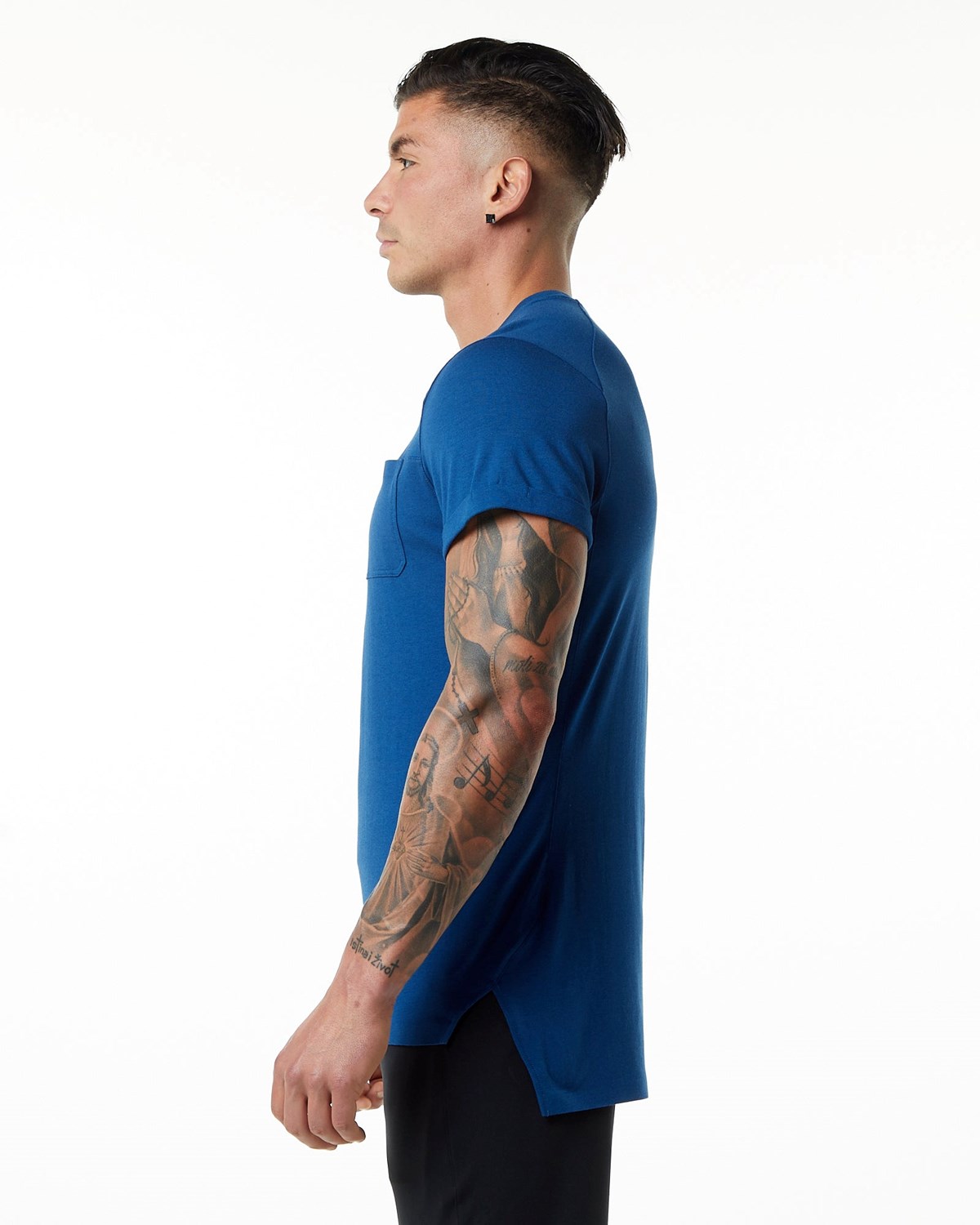 Alphalete Premium Corta Sleeve Pocket Tee Bleu Homme | TYE-39162668