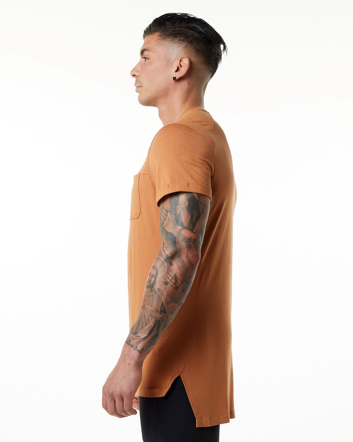 Alphalete Premium Corta Sleeve Pocket Tee Camel Homme | ZND-00993671