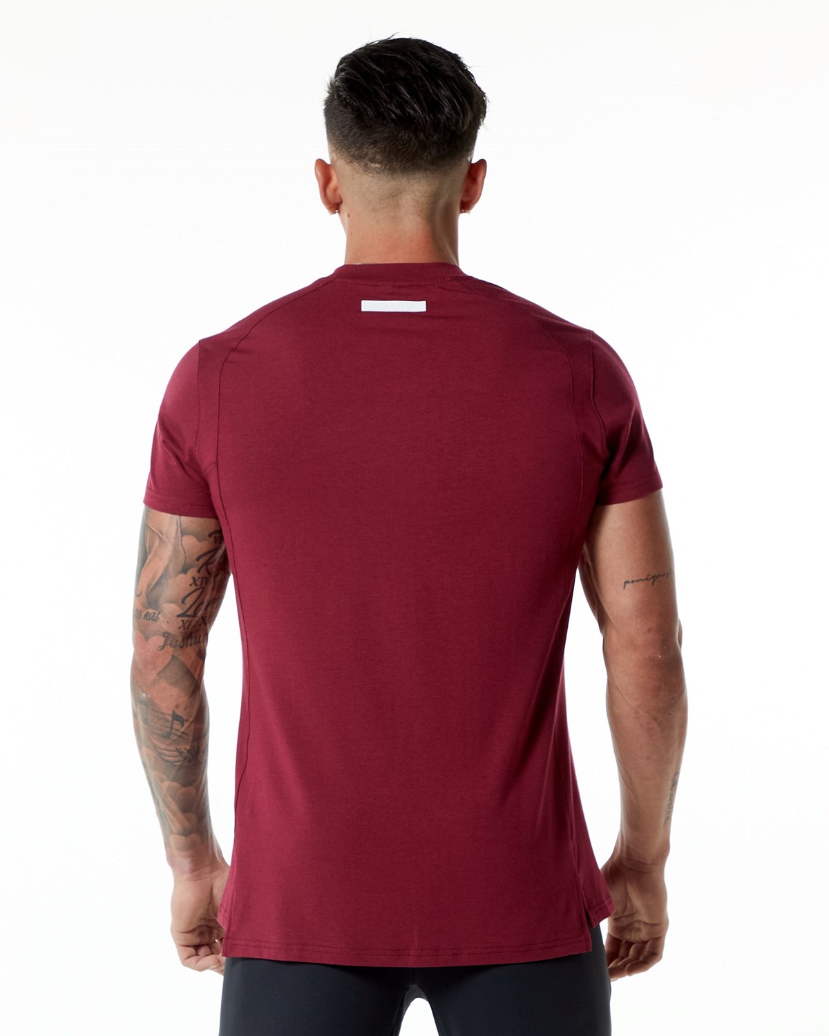 Alphalete High-Neck Premium Corta Sleeve Tee Rouge Homme | UWT-20876996